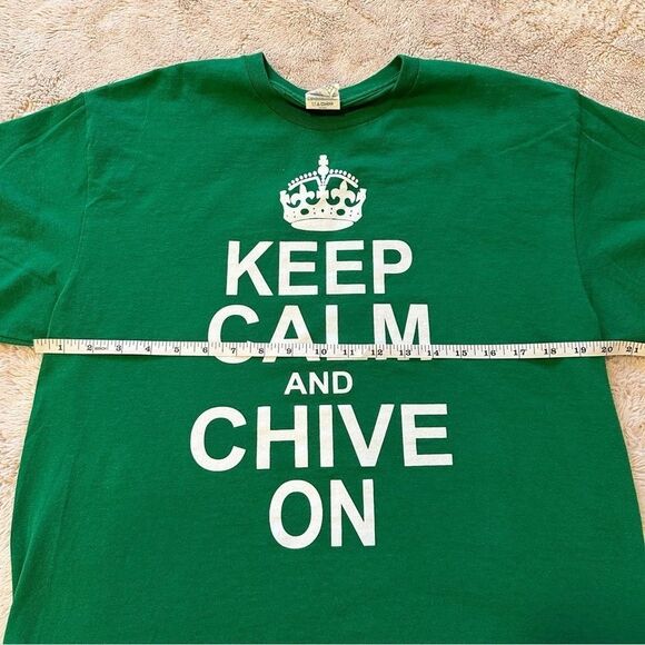 Keep Calm and Chive On KCCO Short Sleeve T-shirt Green Mens L - Picture 5 of 7